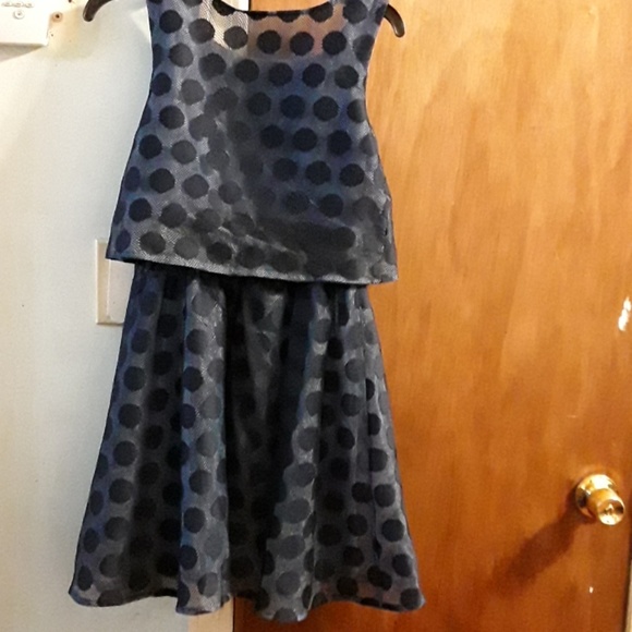 Pretty Blue Mesh Dot dress, size 2 - Picture 2 of 3